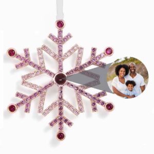 Personalized Pink Ombré Snowflake Photo Ornament