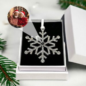 Personalized Snowflake Photo Ornament, snowflake, snowflake ornament, picture inside, photo projection, holiday gift, memorial gift