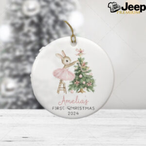 Baby First Christmas Ornament 2024, Personalized First Christmas Ornament Baby Girl Name Baby Shower Gift, Baby Family Keepsake Pink BFC5