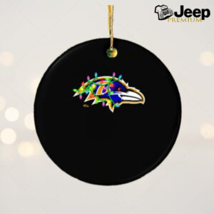 Baltimore Ravens lights Holiday Christmas 2024 logo ornament