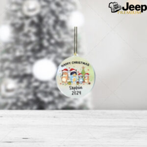 Blue Family Christmas Ornament, Happy Christmas Blue Family, Blue Cartoon Lovers, 2024 Memorial Keepsake, Rocking Around Christmas Tree