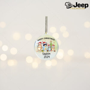 Blue Family Christmas Ornament, Happy Christmas Blue Family, Blue Cartoon Lovers, 2024 Memorial Keepsake, Rocking Around Christmas Tree