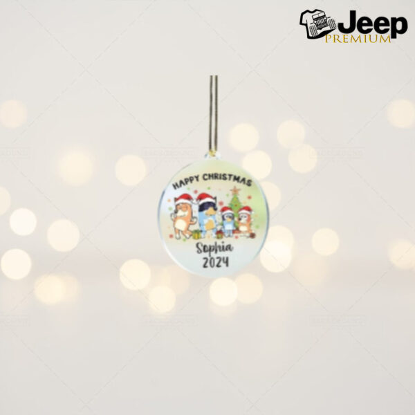 Blue Family Christmas Ornament, Happy Christmas Blue Family, Blue Cartoon Lovers, 2024 Memorial Keepsake, Rocking Around Christmas Tree