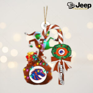 Boise State Broncos NCAA Custom Name Grinch Candy Cane Tree Decorations Christmas 2024 Ornament