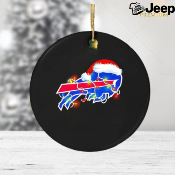 Buffalo Bills wear Santa hat lightning Christmas ornament