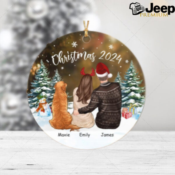 Custom First Christmas Couple With Dog Ornament 2024, Family And Dog Christmas Ornament, Personalized Couples And Dog Ornament