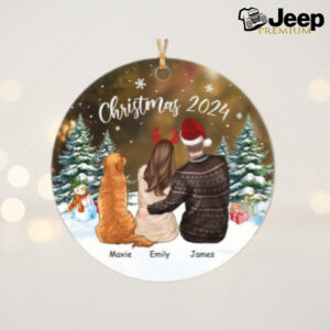 Custom First Christmas Couple With Dog Ornament 2024, Family And Dog Christmas Ornament, Personalized Couples And Dog Ornament