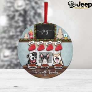 Custom Pet Family Christmas Ornaments, 3 Layers Wooden Family Ornament With Pets, Gift For Christmas Family And Pets With Dog Cat Fireplace