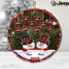 Our First Christmas As Family Of Four Glass Ornament 2024   Custom Snowman Design For Holiday DéCor