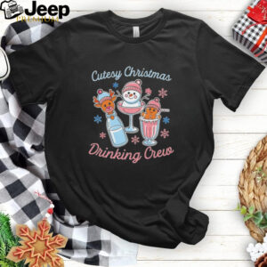 Cutesy Christmas drinking crew snowman reindeer and gingerbread shirt