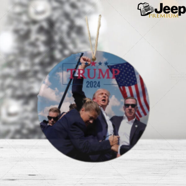 Donald Trump 2024, Christmas Tree Decor, Political Trends, Ceramic Ornament, Holiday Gift, Failed Attempt, Trump Shot, Gift for her or Him.