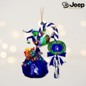 Duke Blue Devils NCAA Custom Name Grinch Candy Cane Tree Decorations Christmas 2024 Ornament