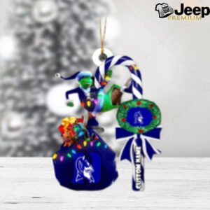 Duke Blue Devils NCAA Custom Name Grinch Candy Cane Tree Decorations Christmas 2024 Ornament