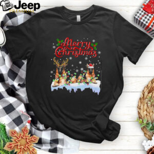 German Shepherd Christmas Lights Funny Dog Matching Family German Shepherd T Shirt