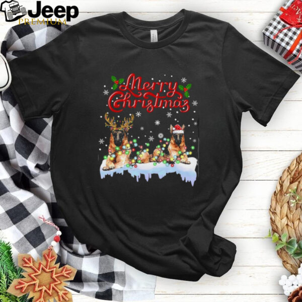 German Shepherd Christmas Lights Funny Dog Matching Family German Shepherd T Shirt