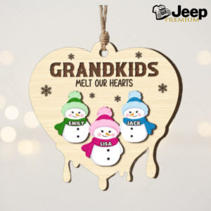 “Grandkids Melt Our Hearts” Personalized Wooden Ornament