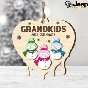 “Grandkids Melt Our Hearts” Personalized Wooden Ornament