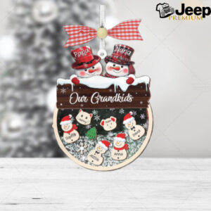 Grandparent Christmas Ornament, Grandkids Snowman Shaker Ornament, Gift for Papa Nana, Family Keepsake, Family Ornament, Snowman Family