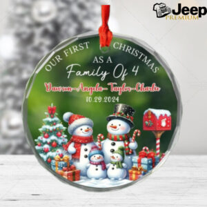 Heartfelt Personalized Snowman Family Christmas Ornament For Families Of 4   Custom Names & Date