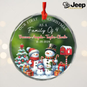 Heartfelt Personalized Snowman Family Christmas Ornament For Families Of 4   Custom Names & Date