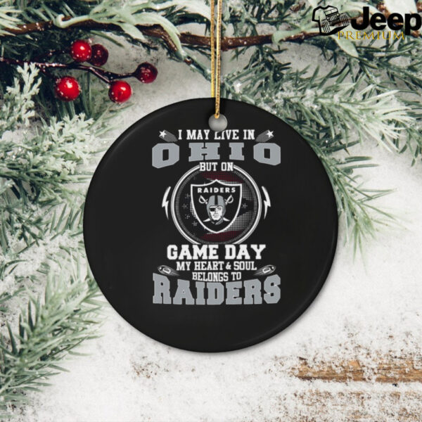 I May Live In Ohio But On Game Day My Heart & Soul Belongs To Oakland Raiders T Shirt