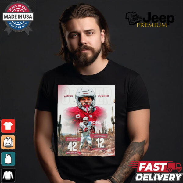 James Conner Arizona Cardinals NFL Missed Tackles Forced On Runs 42 Most In The NFL Poster t shirt