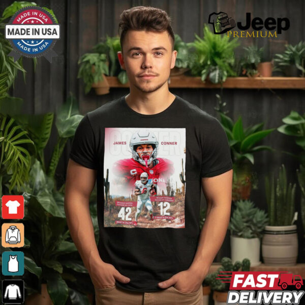 James Conner Arizona Cardinals NFL Missed Tackles Forced On Runs 42 Most In The NFL Poster t shirt