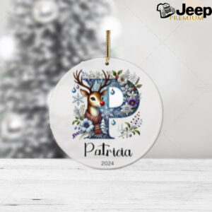 Letter Name Ornament, Personalized 2024 Family Ornament, Custom Initial Monogram Ornament, Christmas Keepsake Gift, Reindeer Snowman Santa