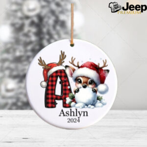 Letter name Ornament 2024, Reindeer ornament, Monogram ornament, Personalized Family