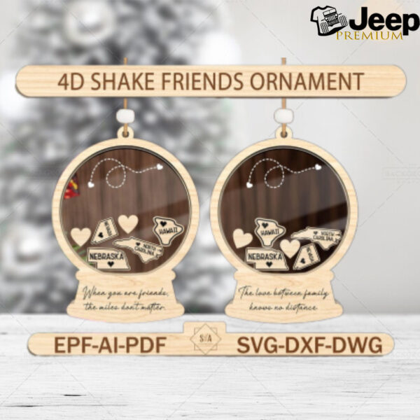 Long Distance Relationship Ornament Svg,4D Shake Friends Ornament Svg,Best Friend Ornament Svg ,Friendship Ornament Svg ,Friend Gift