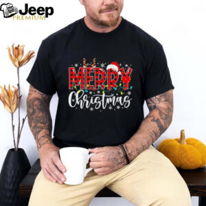 Merry Christmas Buffalo Plaid Red Santa Family Shirt