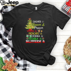 Official Christmas Dasher Dancer Prancer Vixen Moscato Vodka Tequila Blitzen 2024 Shirt