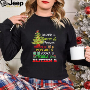 Official Christmas Dasher Dancer Prancer Vixen Moscato Vodka Tequila Blitzen 2024 Shirt