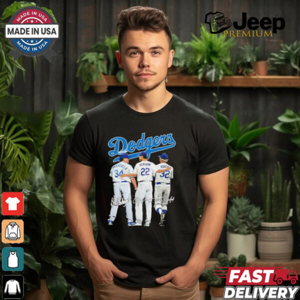 Official Los Angeles Dodgers Fernando Valenzuela Clayton Kershaw And Sandy Koufax Signatures Shirt