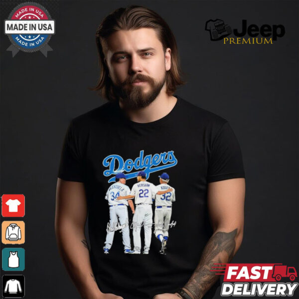 Official Los Angeles Dodgers Fernando Valenzuela Clayton Kershaw And Sandy Koufax Signatures Shirt