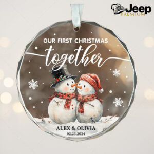 Our First Christmas Together Glass Ornament – Personalized Couple Christmas Gift with Names & Date, Holiday Decoration for Newlyweds”