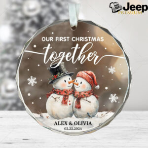 Our First Christmas Together Glass Ornament – Personalized Couple Christmas Gift with Names & Date, Holiday Decoration for Newlyweds”