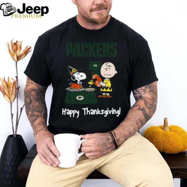 Peanuts Green Bay Packers Football Happy Thanksgiving T Shirt