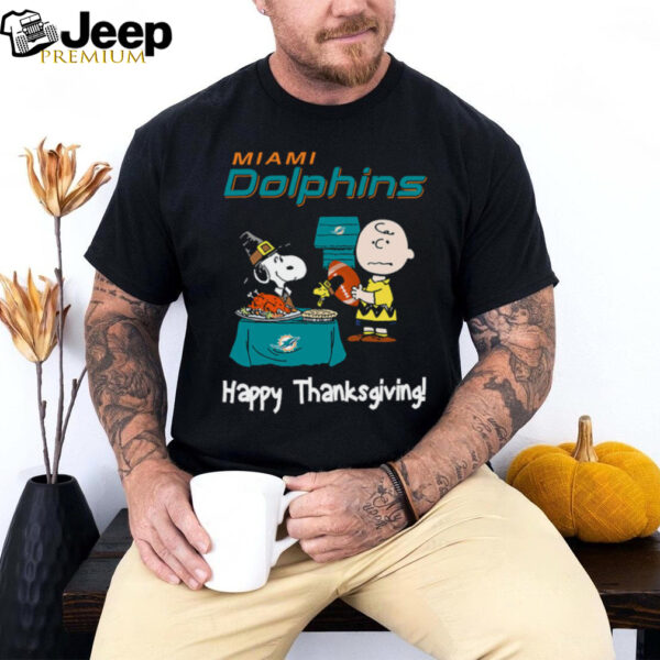 Peanuts Miami Dolphins Football Happy Thanksgiving T Shirt