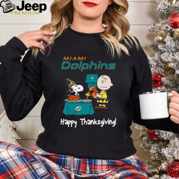 Peanuts Miami Dolphins Football Happy Thanksgiving T Shirt