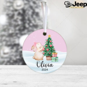 Personalized Bunny Christmas Ornament, Girls Christmas Ornament, Custom Kids Christmas Ornament, Christmas Gift for Granddaughter