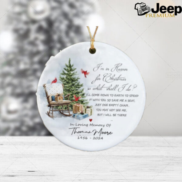 Personalized Christmas In Heaven Memorial Ornament, Cardinal Memorial Ceramic Ornament, Custom In Loving Memory Bereavement Ornament