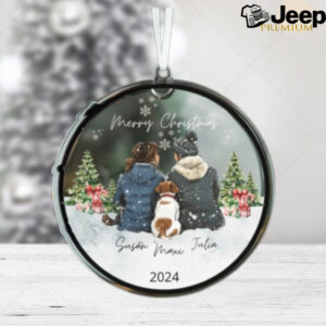 Personalized Couple and Pet Ornament, Pet Christmas, Custom Couple with Dog Ornament, Custom Family Ornament, Dog Christmas Ornament,