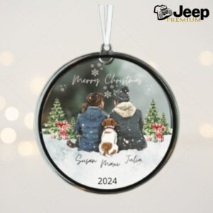 Personalized Couple and Pet Ornament, Pet Christmas, Custom Couple with Dog Ornament, Custom Family Ornament, Dog Christmas Ornament,