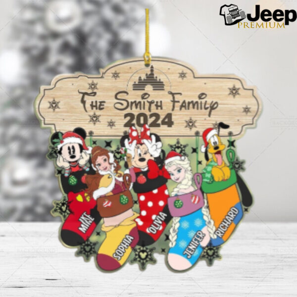 Personalized Disney characters Family Stocking Ornament, Multi character Mickey & friends Princess Stitch Xmas Family Ornament 2024 Gift