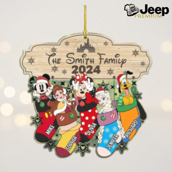 Personalized Disney characters Family Stocking Ornament, Multi character Mickey & friends Princess Stitch Xmas Family Ornament 2024 Gift