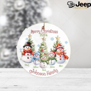 Personalized Family Clipart PNG for Christmas Ornament Customizable Snowman Mom Dad Children & Pet in Santa Hat and scarf Add Your Own Name