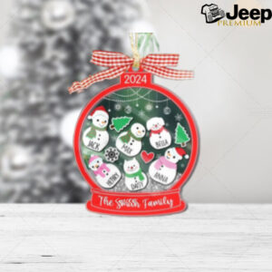 Personalized Family With Pets Ornament, 4D Shake Christmas Ornament, Snowman Family Ornament, 2024 Christmas Ornament, Family Keepsake