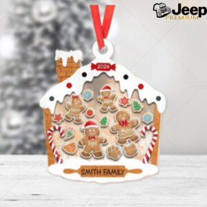 Personalized Gingerbread Family Christmas Ornament With Pets 2024, Custom Family Ornament, Family Name Ornament, 4D Family Shake Ornament