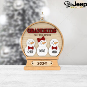 Personalized Grandkids Ornament 2024 Svg,Grandkids Melt Our Hearts Svg,Family Christmas Ornament Svg, Snowman Christmas ,Glowforge SVG Files